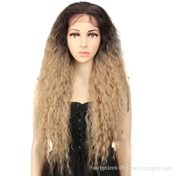 MAGIC 13X4 Lace Front Wigs Wholesale Heat Resistant Loose Wave With Bang Long Wigs Ombre Synthetic Lace Frontal Wigs